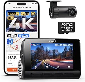 70mai 4K Dash Cam Front and Rear, 4K+1080P Dual STARVIS 2 Car Dash Camera for Cars, 4G LTE