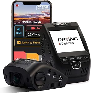 REXING V1 - 4K Ultra HD Car Dash Cam 2.4" LCD Screen, Wi-Fi, 170° Wide Angle Dashboar