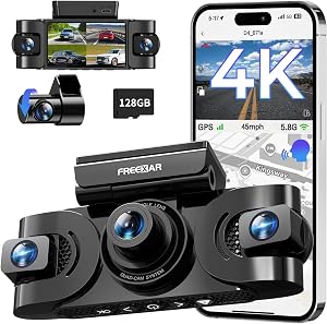 FREEXAR 4K 360° Dash Cam, 4-Channel Dash Camera for Cars, Full Coverage Front Rear Left Ri