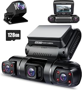 PRUVEEO 360° 4 Channel Dash Cam Front and Rear Inside Left Right, Dash Camera for Cars, Bu