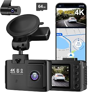 Dash Cam Front and Rear: 4K+2.5K Dual Channel Dash Cam-5GHz WiFi, GPS Dash Camera for Cars